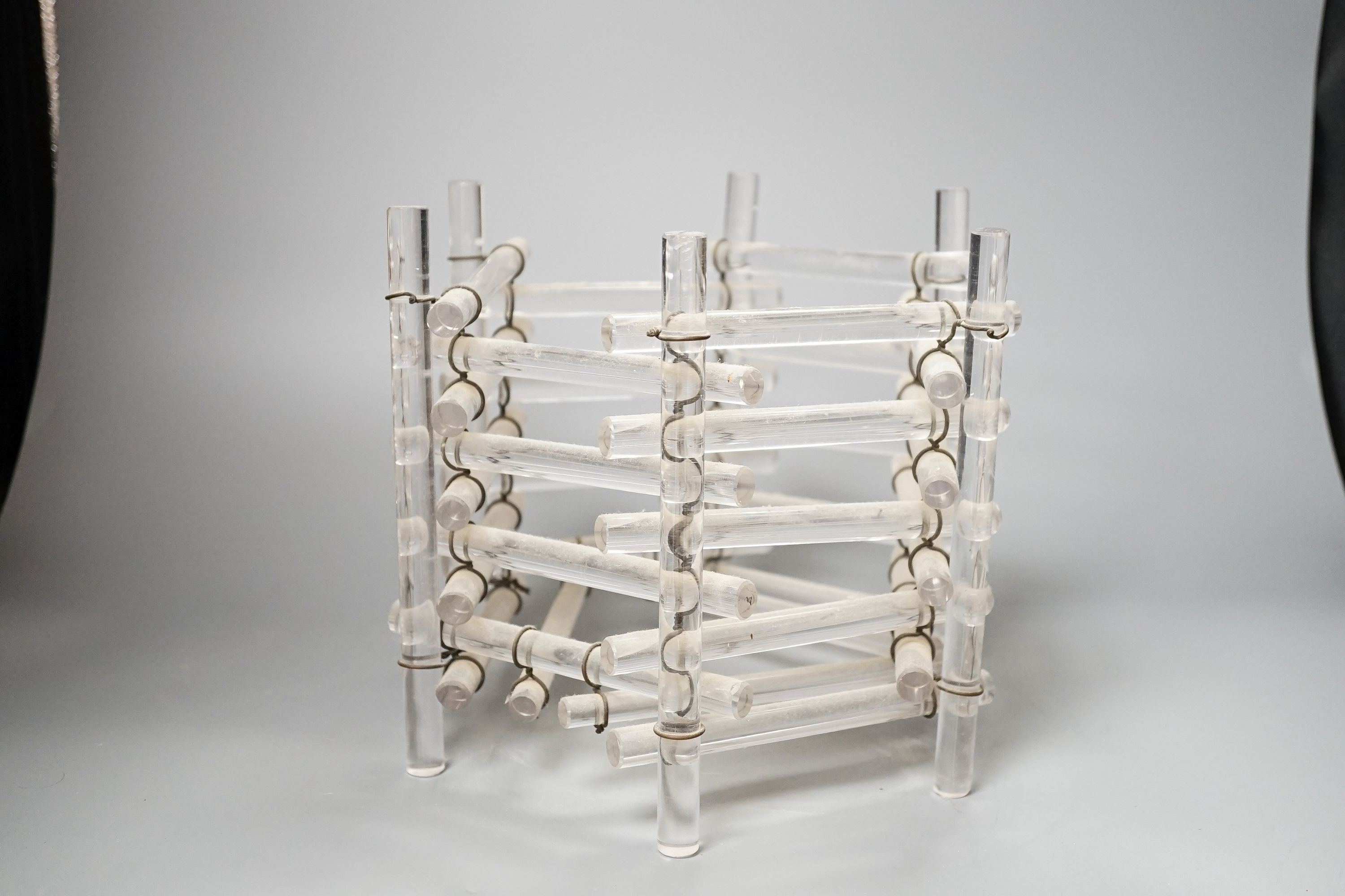 A tubular form glass plant pot holder, height 21cm